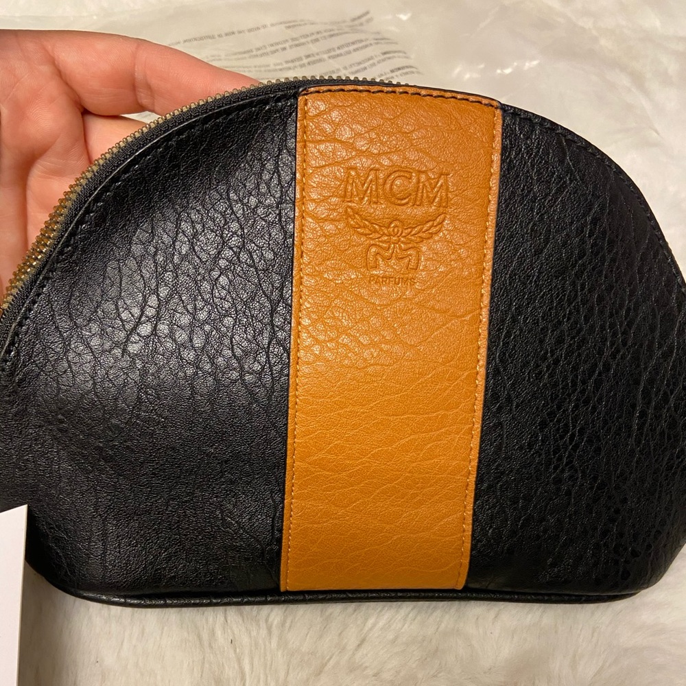 MCM Black and Tan Cosmetic Bag